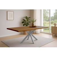 Esstisch Baumkante Akazie honigfarben 180 x 90 cm Spider-Gestell silber HARLEY