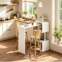 Mesa bar de MDF y metal blanca 97,5 x 38 x 100 cm con 3 estantes
