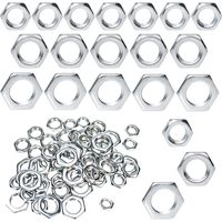 Low Hex Nut Thin Hex Nuts M8 M10 M12 Zinc Plated Flat Hex Nut for Fixing Screws and Bolts with Fine Thread Silver
