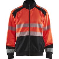 Felpa da lavoro con zip ad alta visibilità 3558 - Rosso fluorescente/Nero XXXL