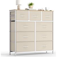 HOKEEPER Commode en tissu à 9 tiroirs, Beige