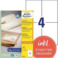 Universaletikett Recycling 105 x 148 mm (B x H) nicht wieder ablösbar 100 % Altpapier naturweiß 400 Etik./Pack.