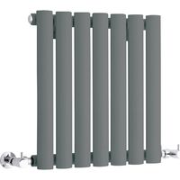 Milano Aruba Anthracite Horizontal Single Oval Panel Radiator - 400mm x 413mm