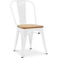 Sedia da pranzo - Design industriale - Acciaio e legno - Nuova edizione - Stylix Bianco