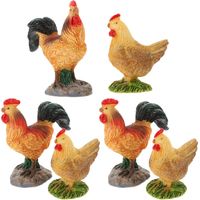 Harz Miniatur Hühner und Hähne 6 Stück für Bastelproject und