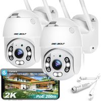 GENBOLT 2.5K WiFi Caméra de Surveillance Extérieure, 2.4&5GHz PoE CCTV Camera IP avec Détection Humaine Vision Nocturne Couleur Pan Tilt Suivi Automatique Maison Sécurité