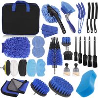 31 pièces Kit Nettoyage Voiture,Kit de Brosse Nettoyage Voiture pour l'intérieur et l'extérieurBrosse Intérieur et Extérieur, Fentes d'aération, Moteur, Roues,Nettoyage Domestique