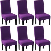 Housse Chaise Élastique Spandex Revêtement de Chaise Extensible (6pcs, Violet)