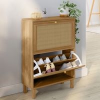 Zapatero HANAE 12 piezas imitación haya 2 puertas efecto caña natural