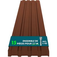 Casa Pura – Lot de 15 tôles trapézoïdales en acier galvanisé 0,25 mm – Dimensions 115 x 45 cm – Résistantes aux intempéries et UV – Kit de montage inclus