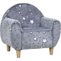 Canapé enfant étoiles lumineuses velours gris 55x40x55 cm