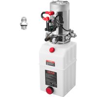VEVOR Pompe Hydraulique a Simple Effet, Groupe de Bennage pour Camion 6,6 L, pour Remorque a Benne Basculante Camion-benne, Pression de Decharge Max. 22 MPa, Debit 3,4 L/min, Reservoir Plastique Blanc