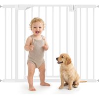 Treppenschutzgitter Absperrgitter ohne Bohren mit automatische Schließung für Kinder Küche Treppe 76-103 x 76 cm Weiß