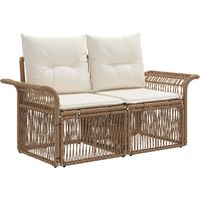 vidaXL Garden Sofa Set 7 pcs Beige Poly Rattan