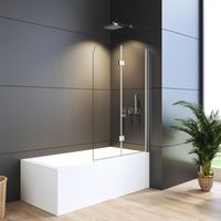Duschwand für Badewanne 120x120 cm Badewannenaufsatz 2-teilig Duschtrennwand für Badewanne Duschwand Badewanne Duschabtrennung Badewanne, 6mm ESG Glas