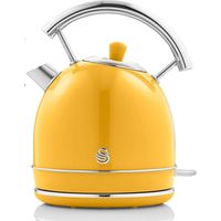 SWAN SK14630YELNEU Retro Hervidor Agua Eléctrico, 1,8 L, Resistencia Oculta Acero Inoxidable, sin BPA, Inalámbrico 3000W Amarillo