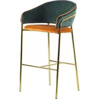 Tabouret de bar en velours vert orange 53 x 52 x 99 cm