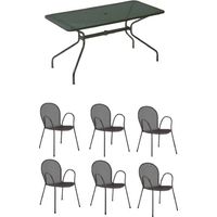Tavolo Per Esterno Cambi 160 x 80 Cm Con 6 Sedia PoltronaRonda Ferro Antico Fantasia 22