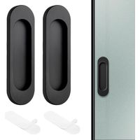 2 Pcs Poignée de Porte Coulissante Auto-Adhésive Ovale 10 – Idéale pour Baies Vitrées Coulissantes et Meubles. Installation Facile et Durable. Design Noir Élégant
