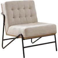 Wahson Poltrona da Lettura in Tessuto di Lino per Camera da Letto, Beige