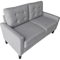 Home Heavenly® - Sofá DUBI cojines desenfundables, respaldo con capitoné, estructura de madera de pino 86x140-184x76 cm. Color: Gris claro 2 plazas