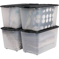 Iris Ohyama, Kunststoff-Aufbewahrungsboxen auf Rollen, 70L, 4er-Set, schwarz, TBR-70