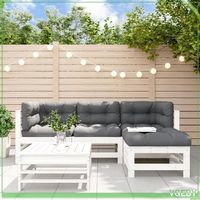 Salon de jardin 5 pcs - FAFEICY - Design modulaire - Bois de pin massif - Coussins moelleux - Blanc