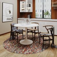 Tapis en laine Mosaik - Tapis en laine - 200x200cm, Round - 100% Laine vierge - Tissé main - Colorée