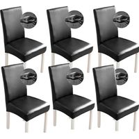 Lot de 6 ( noir housses de chaise en cuir synthétique imperméables extensibles pour salle à manger Pour maison, bureau, restaurant