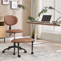 Chaise de bureau réglable en hauteur, jambes croisées, pivotante 360 avec dossier, Cuir PU Marron