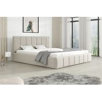 Polsterbett Doppelbett DETROIT Komplettset 180x200cm Stoff Magic Velvet Hellbeige