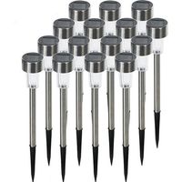 Lot de 15 lampes solaires RVB avec capteur de contrôle, étanches IP44, LED, idéales pour les parcs, les jardins et les piscines, en acier inoxydable, lumière blanche