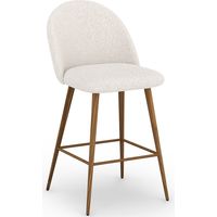 Hocker mit Bouclé-Stoff gepolstert - Skandinavisches Design - 66cm - Evelyne Weiß