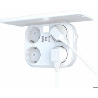 Mehrfach-USB-Steckdosenleiste, Wandsteckdosenleiste mit 4 französischen Steckdosen, 4000 W und 2 USB-Anschlüssen, 6
