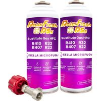 Pack 2 Gas Refrigerante Ralerfresh RSs para aire acondicionado tipo split sustituto de los gases R410,R32,R407 y R22 con llave