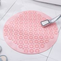 (Rosa, 55 x 55 cm) Runde Massage-Badematte aus PVC, rutschfeste Duschmatte, Badezimmermatte, maschinenwaschbare Duschmatte, Badewannenmatte mit Abflusslöchern und Saugnäpfen