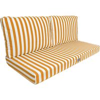 Ensemble Coussins Salon Jardin 100x50 Rayure Jaune - Premium 270g (1 Assise + 2 Dossiers)