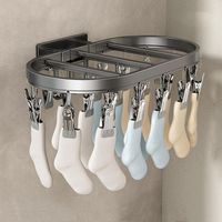 Etendoir Chaussette Mural, Etendoir Linge Pliable avec 24 Pinces Inoxydable, Métal Seche Chaussettes Interieur Extérieur pour Chaussettes, Chaussettes, sous-Vêtements et Petits Vêtements