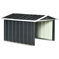 Garaje para Robot Cortacésped de Acero Galvanizado con Techo Dos Aguas para Jardín Exterior 87x103x66 cm Gris Oscuro