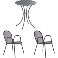 EMU Set Tavolo Pigalle Tondo Ø 60 Cm Con 2 Poltrona Ronda Grigio Antico