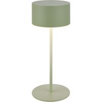 Briloner LED Tischlampe Kabellos Ø8x19cm 2,6W 150lm 2700K Warmweiß Dimmbar Salbeigrün - Tischleuchte Wohnzimmer Schlafzimmer Balkon