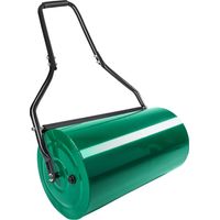 Rouleau à gazon équipé d'un large tambour en acier vert