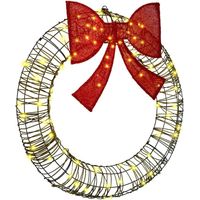 Couronne avec 80 LED Blanc chaud 90 x 90 x 9 cm Rotin