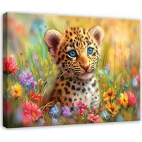 Leinwandbild Panther fürs Kinderzimmer, moderne Tier Wanddeko, hochauflösender Druck, 60 x 40 cm