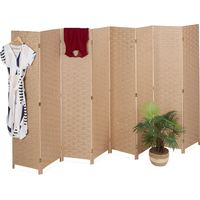 Relaxdays – Paravent pliable 8 volets en bois et corde de papier – Dimensions H x L : 170 x 320 cm – Brise-vue pour espaces intérieurs – Design élégant