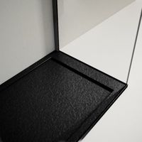 Mineralguss-Duschwanne extra flach LUX Schieferoptik schwarz 70x160cm Auslaufschutz in Farbe