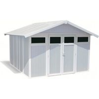 casetta da giardino in pvc grosfillex "utility 11" grigio-azzurro e bianco - cod. 22811137