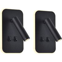 Applique LED, applique de lecture de chevet, liseuses murales LED 12W, spot orientable (3W + 9W 3000K lumière chaude) (rectangle noir 2PCS)