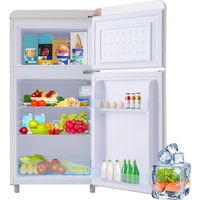 Réfrigérateur Rétro 2 Portes 72L Blanc, Mini Frigo Vintage avec Congélateur 21L, Frigo Compact Silencieux 39dB pour Studio, Éclairage LED