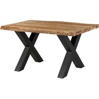 Baumtisch Sheesham 140x90x77 natur sandgestrahlt / X-Beine anthrazit matt FREEFORM 5